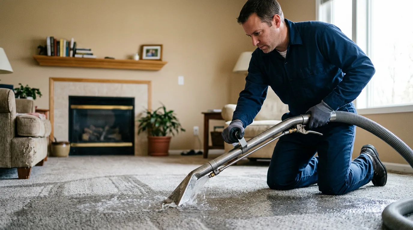 Water damage restoration technician working near Grethel, KY